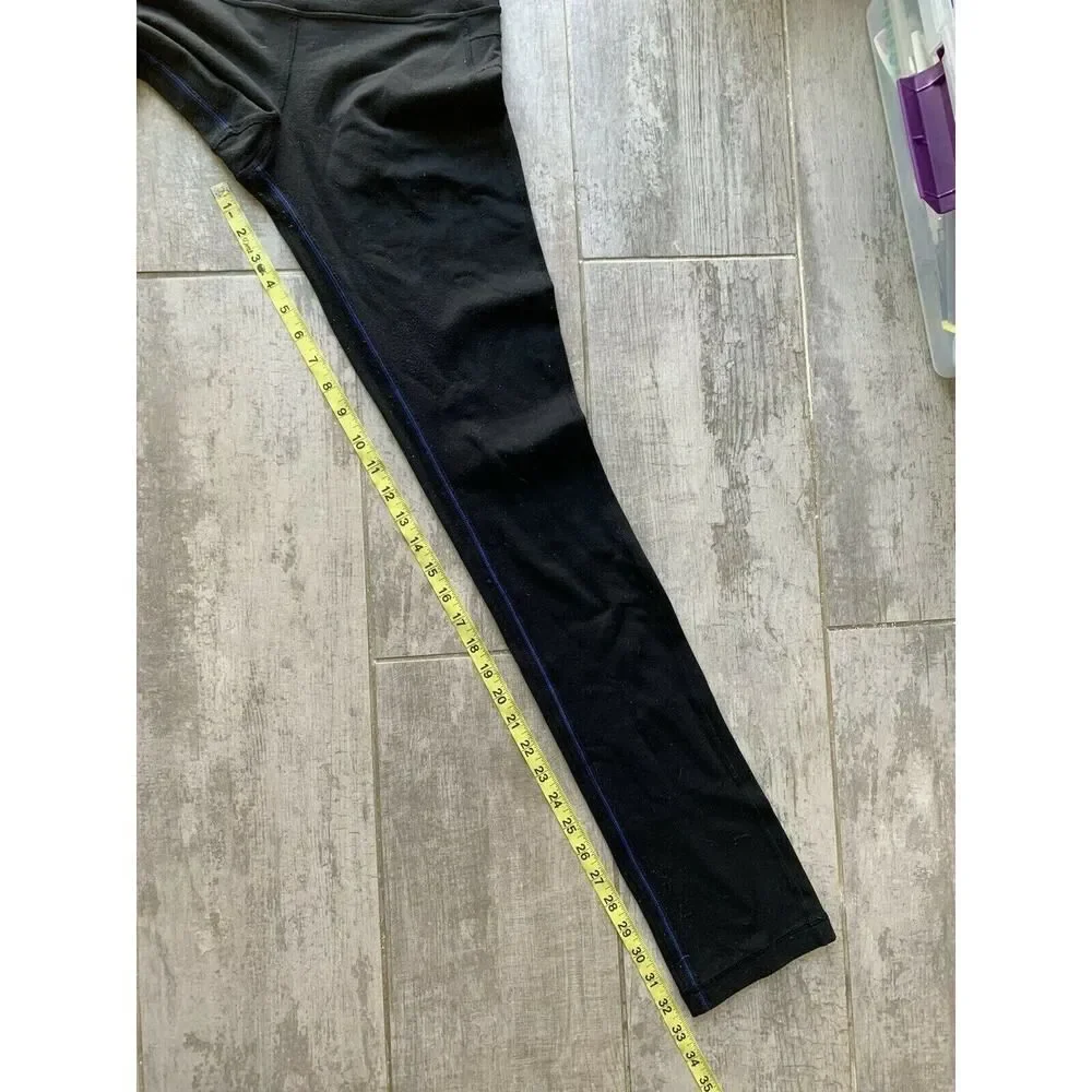 LULULEMON Black Straight Leg Luon Leggings Pants RARE VINTAGE Back Butt Pocket 6